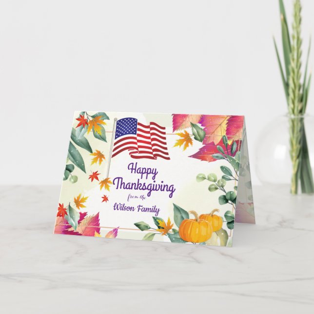 Cartão De Festividades Folhas de Outono e Dia de Ação de Graças Cristão d (Frente)