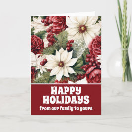 Cartão De Festividades Folhas de Vintage Rustic Christmas Flowers