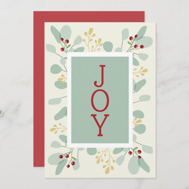 Cartão De Festividades Folhas e Berries Natal Não Foto (Frente/Verso)