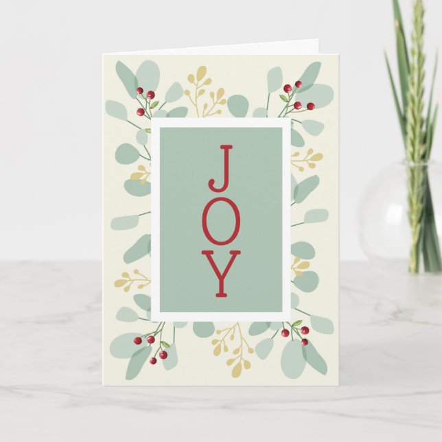 Cartão De Festividades Folhas e Berries no Natal (Frente)