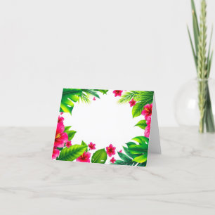 Cartão De Festividades folhas e flores tropicais