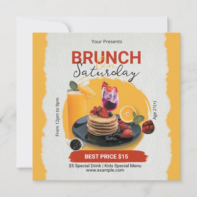 Cartão De Festividades Folheto de Sábado Brunch (Frente)