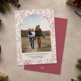 Cartão De Festividades Folia Vermelha Elegante Arco Foto Natal
