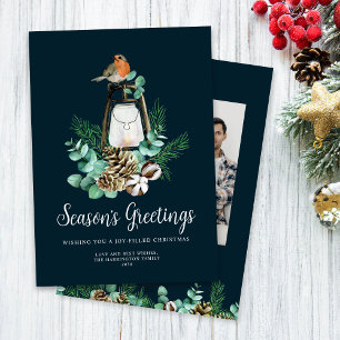 Cartão De Festividades Foliage de Natal - Saudações da Estação Azul Foto