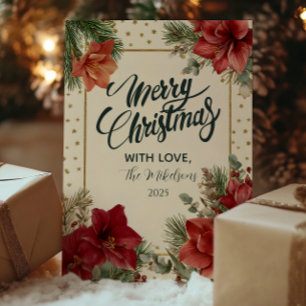 Cartão De Festividades Foliagem Rústica de Férias Feliz Natal