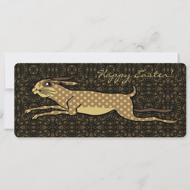 Cartão De Festividades Folk Art Executando Placa de Páscoa Personalizada  (Frente)