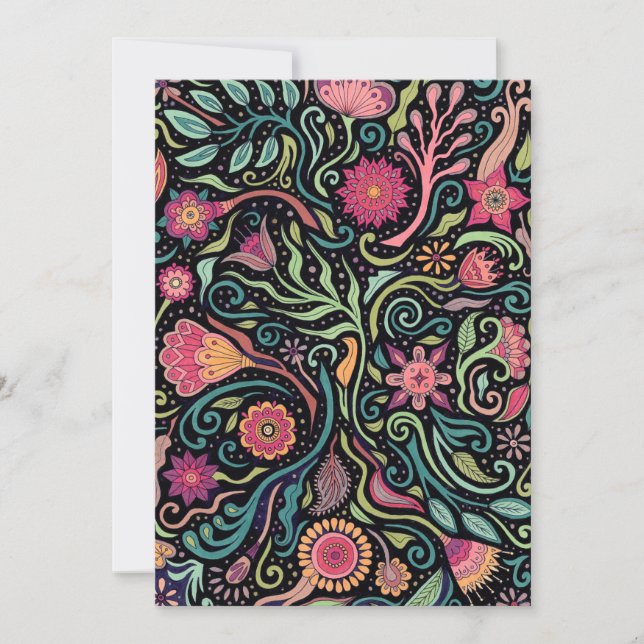 Cartão De Festividades Folk Art Flower Card (Frente)