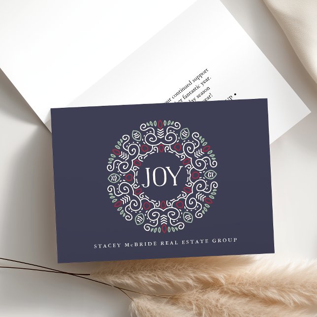 Cartão De Festividades Folk Art Joy | Corporate Holiday (Criador carregado)