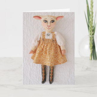 Cartão De Festividades Folk Art Lamb Doll Easter Card