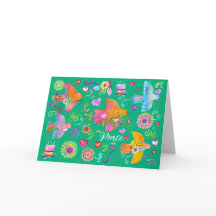 Folk Art Peace Doves Folded Holiday Card