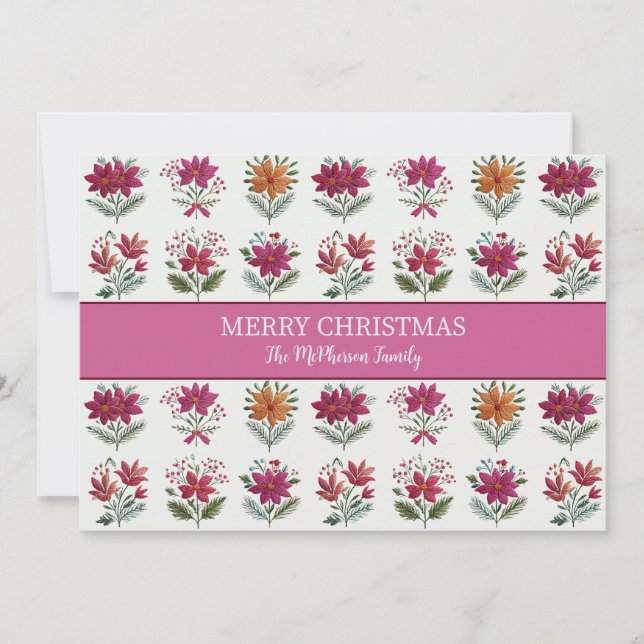 Cartão De Festividades Folk Floral Christmas  (Frente)