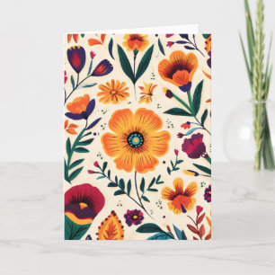 Cartão De Festividades Folk Flowers Colorful