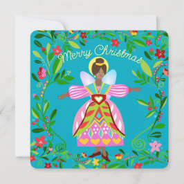 Cartão De Festividades Folk Moderno Festivo Anjo Afro-Americano