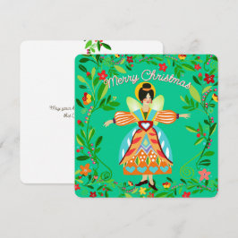 Cartão De Festividades Folk Moderno Festivo Anjo Tangerina Plano