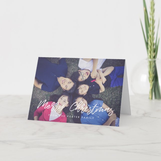 Cartão De Festividades Fonte branca moderna Feliz Natal (Frente)