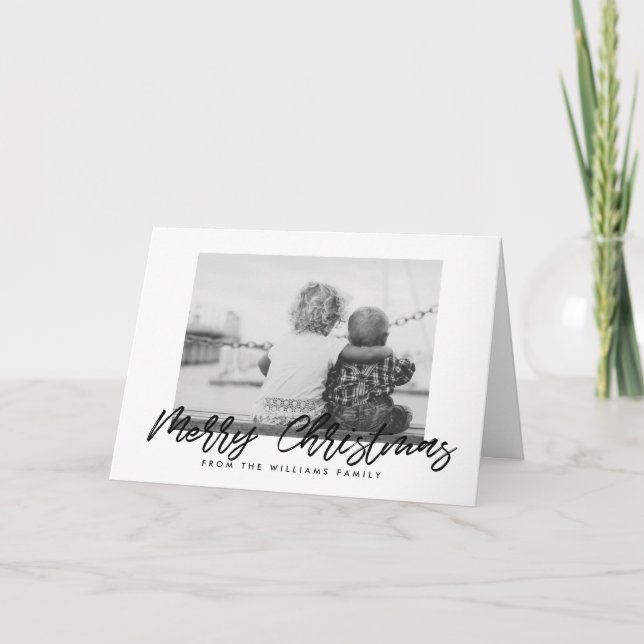 Cartão De Festividades Fonte negra moderna do Feliz Natal (Frente)