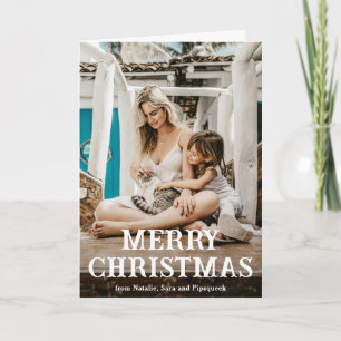 Cartão De Festividades Fonte Vintage Simples Foto Natal Moderno