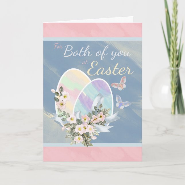 Cartão De Festividades For Both of You - Watercolour Easter Eggs Card (Frente)