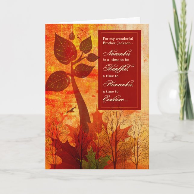 Cartão De Festividades for Brother Gratitude Autumn Foliage Thanksgiving (Frente)