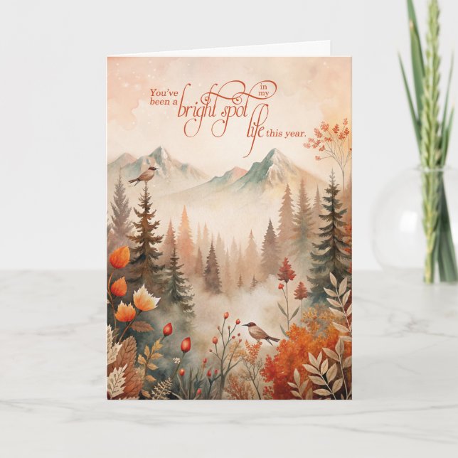 Cartão De Festividades for Friend Sentimental Autumn Mountain Pines (Frente)