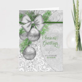 Cartão De Festividades for Teacher Season's Greetings Silver Ornaments