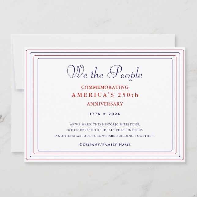 Cartão De Festividades Formal We the People America 250 Semiquincentennia (Frente)