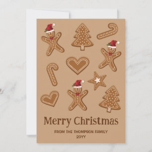 Cartão De Festividades Formas de Biscoito de Natal de Gengibre em Marrom