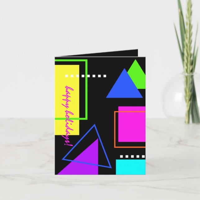 CARTÃO DE FESTIVIDADES FORMAS NEON RETRÔ DOS ANOS 80 FOTOS VINTAGE DE NAT (Frente)