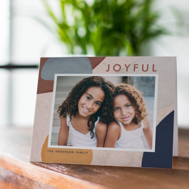 Cartão De Festividades Formas Pintadas em Aquarela Abstrata Foto Boho (Criador carregado)