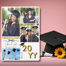Formatura 4 Fotos Personalizadas,Graduado,Ouro e B