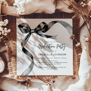 Cartão De Festividades Formatura Laço Preto Moderno