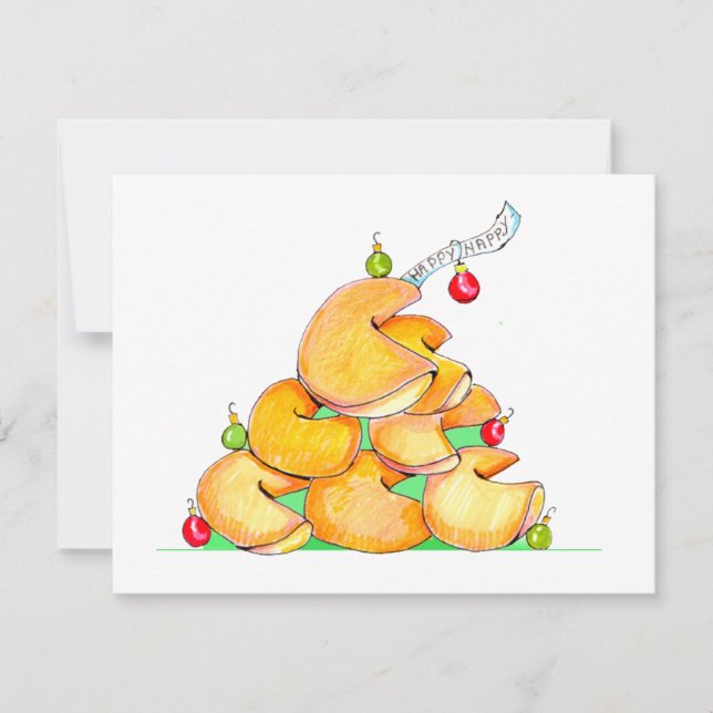 Cartão De Festividades Fortune Cookie Christmas Tree cards (Frente)