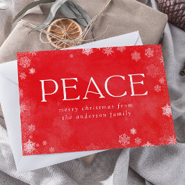 Cartão De Festividades Fosco Peace Red Watercolor Não Foto