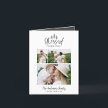 Cartão De Festividades Foto 3ª russa de Natal, minimamente abençoada<br><div class="desc">O moderno e mínimo cartão de feriado de na moda multi-fotos mais feliz de Natal. Com texto desenhado à mão moderno e árvores. A cor mais recuada pode ser personalizada. na moda simples e moderno de Natal.</div>