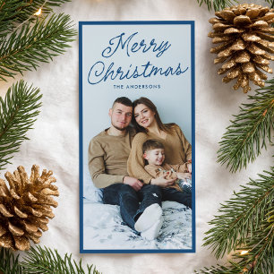 Cartão De Festividades Foto Alta de Natal com Letra Moderna da Marinha