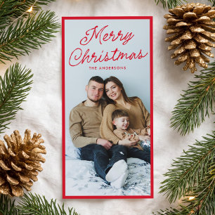 Cartão De Festividades Foto Alta de Natal Moderno com Letra Vermelha