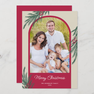 Cartão De Festividades Foto Archada Greenery de inverno Feliz Natal