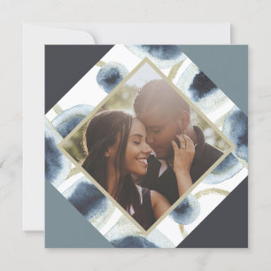 Cartão De Festividades Foto Azul Moderno Personalizada de Natal