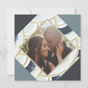 Cartão De Festividades Foto Azul Moderno Personalizada de Natal