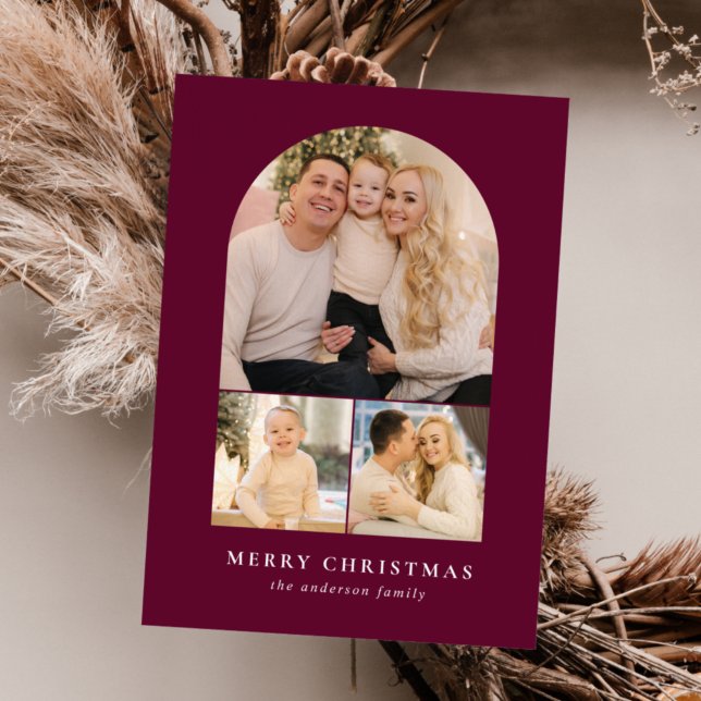 Cartão De Festividades Foto Berry Minimalist Arch 3 (Criador carregado)