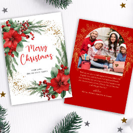 Cartão De Festividades Foto Botânica de Feliz Natal Vermelho
