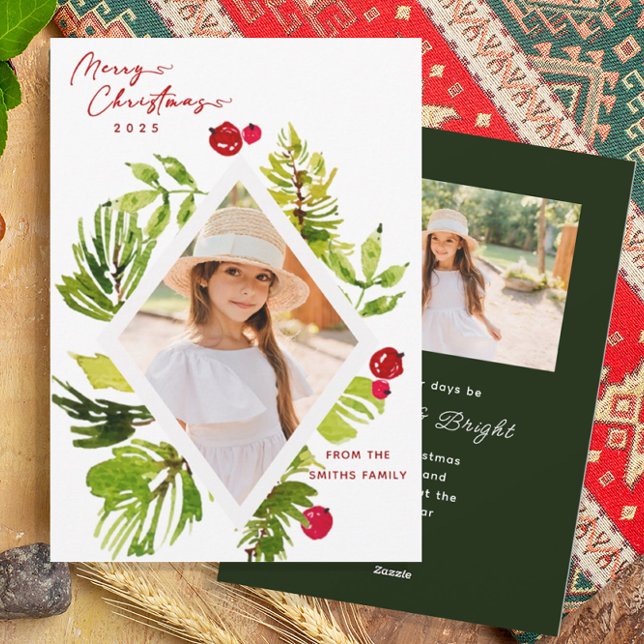 Cartão De Festividades Foto Botânica de Greenery Elegante (Criador carregado)