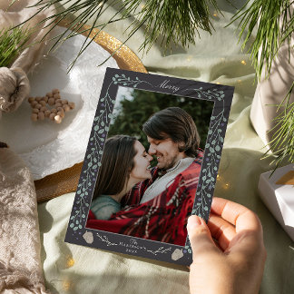 Cartão De Festividades Foto Botânica de Natal das Cinzas Modernas