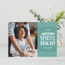 Cartão De Festividades Foto Brilhante de Espíritos Verdes Luzes de Natal