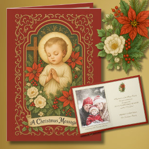 Cartão De Festividades Foto Católica de Natal do Menino Jesus