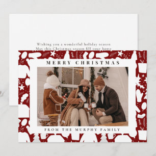 Cartão De Festividades Foto Chic retrato Branco Natal Família Natal