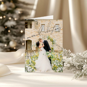 Cartão De Festividades Foto Clássica Casal Recém-Casado Natal