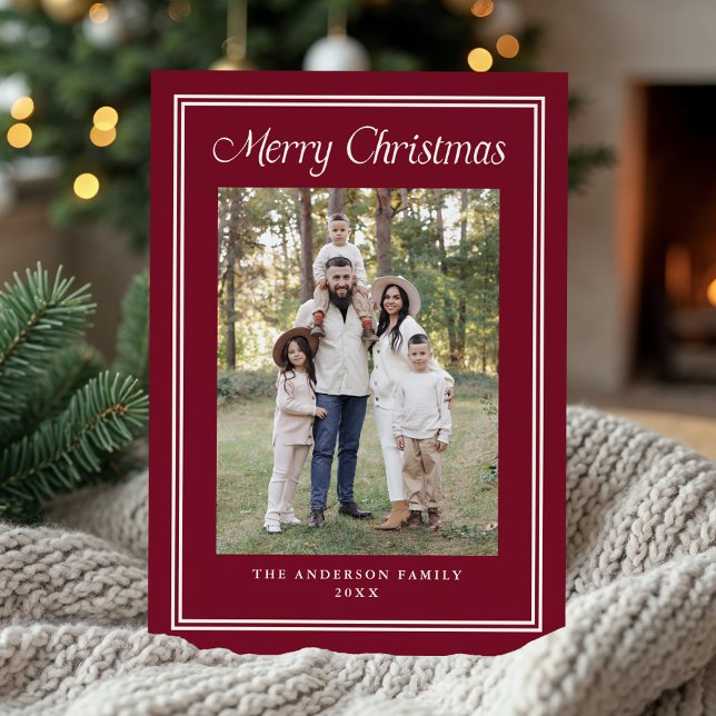 Cartão De Festividades Foto Clássica de Frame de Borda Dupla Cranberry 2 (Criador carregado)