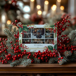 Cartão De Festividades Foto Clássica Holly Berry Festa de Natal