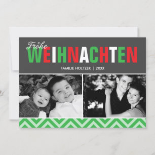 Cartão De Festividades Foto Clássica Vermelha e Verde de Frohe Weihnacht